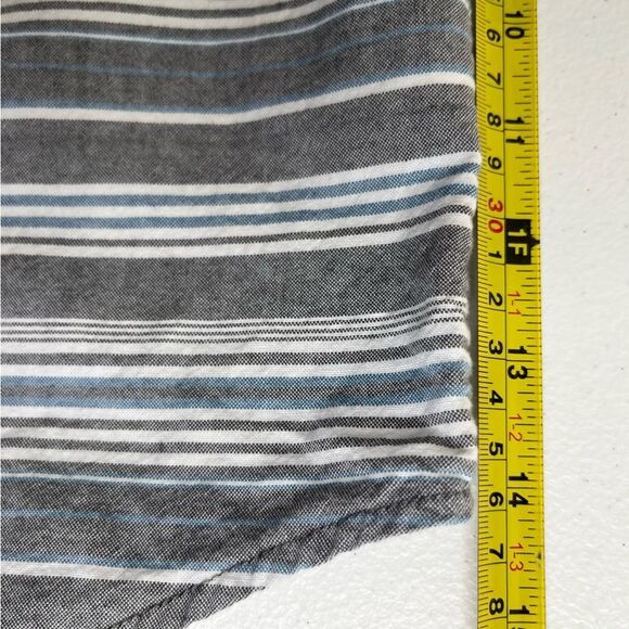 Quicksilver Stripe Short Sleeve Button Front Cotton Gray White Blue Men Large - Picture 12 of 14